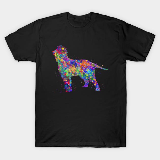 Irish water spaniel dog watercolor T-Shirt by Yahya Art